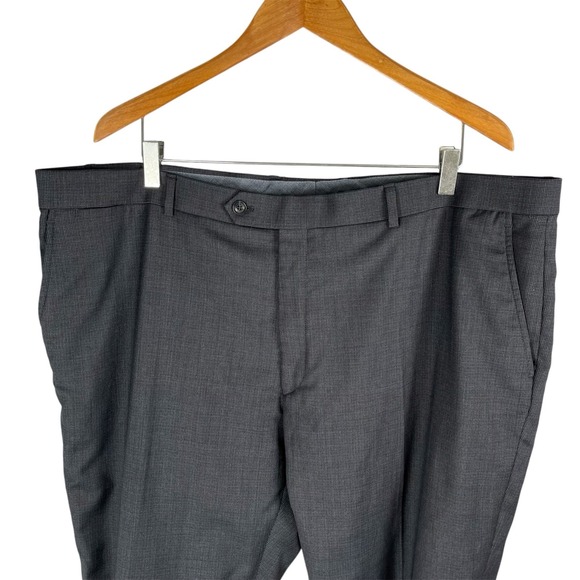 Tommy Hilfiger 2pc Suit Mens 50R Charcoal with Blue Wool Stretch Blend 44x29.5